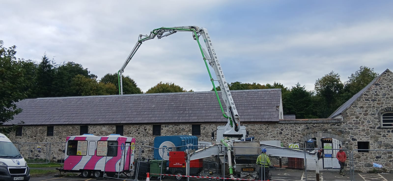 Boom delivery exposed concrete over Block 6 Courtyard 1